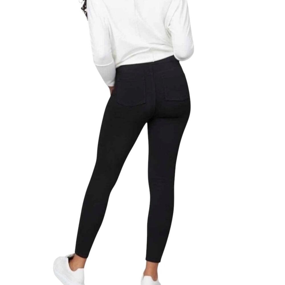SPANX Jean-ish Ankle Leggings Women's Large Black Tummy Control Pull-On